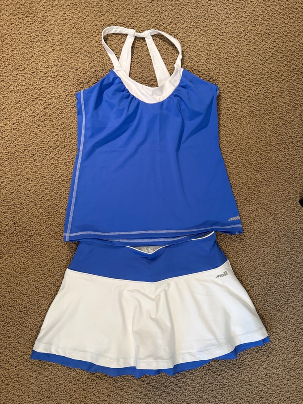 Avia Blue and White Women's Tennis Tank and Skirt Set